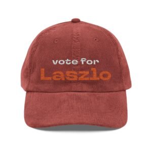 Corduroy Dad Cap — "Vote for Laszlo" Embroidered Vintage Hat - Image 9